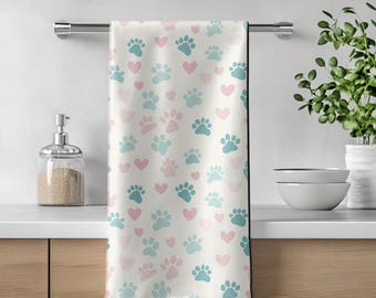 Paw Print Hand Towel - Soft Cotton Animal Decor