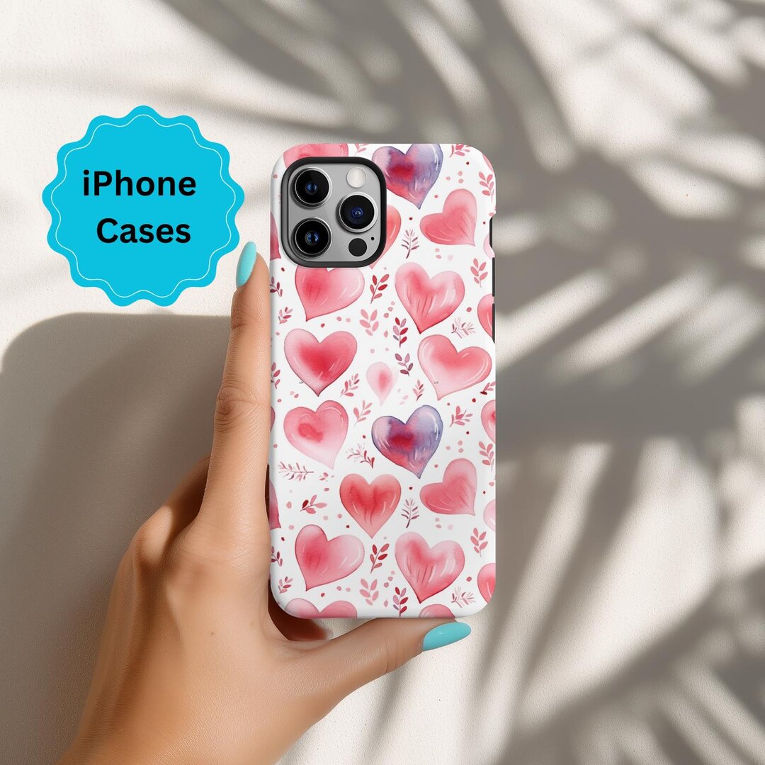 Red Purple Hearts iPhone Case, Whimsical Phone Protection - Etsy