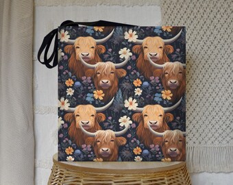 Highland Cow Tote Bag: Rustic Farmhouse Style Market Shopper