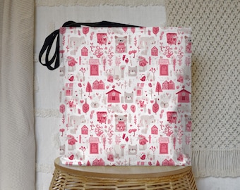 Whimsical Cat Art Tote Bag: Eco-Friendly Polyester Carryall