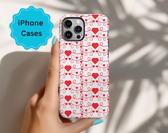 Red Hearts iPhone Case, Trendy Aesthetic Phone Accessories