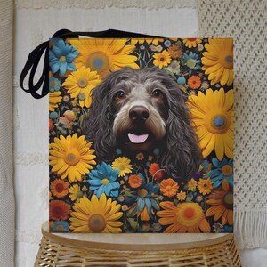 Cocker Spaniel Tote Bag - Floral Dog Print, Pet Lovers Gift, Shoulder Bag, Shopping Tote, Reusable Grocery Bag, Dog Mom Present