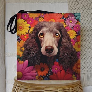 Cocker Spaniel Tote Bag - Floral Dog Print, Pet Lovers Gift, Shoulder Bag, Shopping Tote, Reusable Grocery Bag, Dog Mom Present