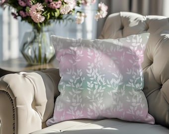 Botanical Leaves Pillow, Home Decor Pillow, Colorful Throw Pillow, Flower Cushion, Bedroom Accent Pillow, Bright Floral Design Pillow