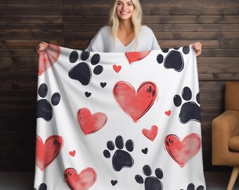 Paw Print Plush Blanket: Cozy Pet Lover Fleece Throw