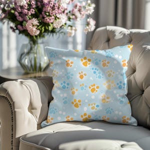 Paw Print Decorative Pillow, Cozy Pet Lover Cushion, Dog Cat Home Decor, Animal Prints Accent Pillow, Unique Gift for Animal Lovers