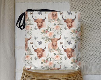 Highland Cow Tote Bag: Rustic Farmhouse Style Market Shopper