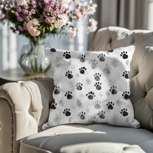 Paw Print Decorative Pillow, Cozy Pet Lover Cushion, Dog Cat Home Decor, Animal Prints Accent Pillow, Unique Gift for Animal Lovers