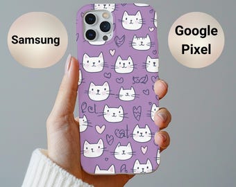 Cat Face Phone Case: Girly Protective Cover for Samsung & Google
