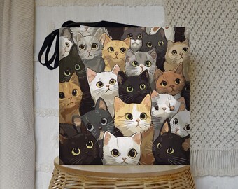 Cat Lover Tote Bag: Whimsical Animal Print, Eco-Friendly Shopping