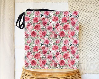 Floral Roses Tote Bag: Botanical Print Shopping Carryall