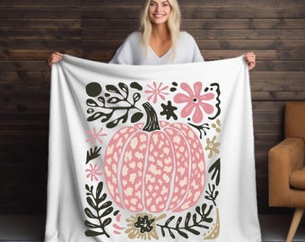 Pink Pumpkin Microfiber Blanket: Cozy Halloween & Fall Decor