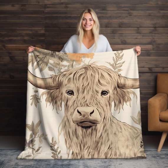 Sherpa Blankets Highland Cow Throw Blanket Cozy Highland Cow