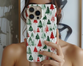Christmas Tree Pattern Phone Case, Holiday iPhone Samsung Cover