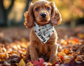 Paw Print Dog Bandana Collar: Adjustable Pet Accessory