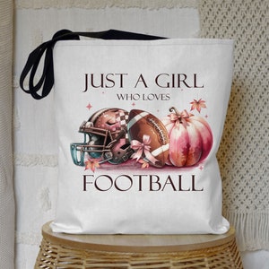 Just A Girl Who Loves Football, Mama Game Day Bag, Coquette Pumpkin, Girly Football Tote Bag, Football Mama Loves American Football,