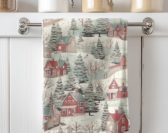 Winter Wonderland Tea Towels, Cozy Kitchen Holiday Decor