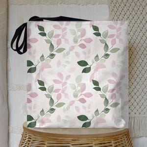 Watercolor Leaves Tote Bag: Botanical Polyester Carryall