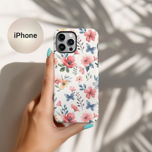 Watercolor Floral iPhone Case: Impact Resistant, Wireless Charging