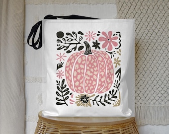 Autumn Pumpkin Halloween Tote Bag: Reusable Fall Harvest Canvas Carryall