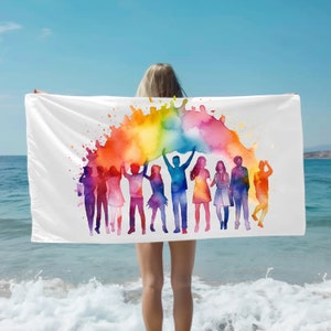 Gay Pride Beach Towel, Gay Pride, Custom Beach Towel, Beach Blanket, Say Gay, Rainbow Towel, LGBTQ, Pride Merch, Personalized Rainbow Towel