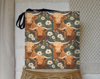 Highland Cow Tote Bag: Rustic Farmhouse Style Market Shopper