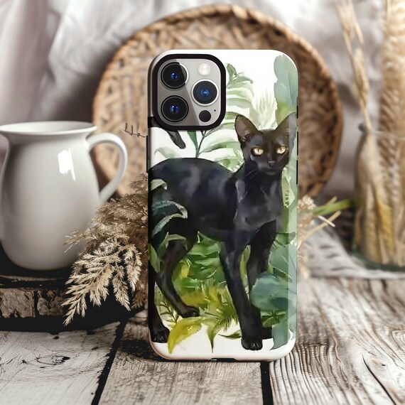 Black Cat Art Phone Case: Protective Iphone, Samsung, Pixel Cover