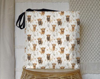 Highland Cow Tote Bag - Rustic  Shoulder Bag