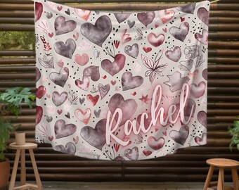 Heart Blanket, Customizable Blanket, Customized Blanket For Girls, Blanket With Name, Blanket For Baby, Blankets For Kids