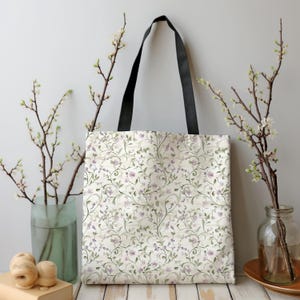 Watercolor Floral Leaves Tote Bag: Reusable Canvas Carryall