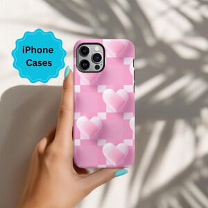 Pink Hearts  iPhone Case For iPhones, 16 to iPhone 8 Plus, Cool Phone Case For Women,Trendy Aesthetic Phone Accessories, Gift For Her
