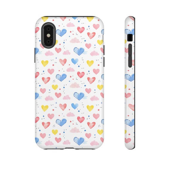 Yellow Blue Hearts iPhone Case For iPhones, 16 to iPhone 8 Plus,Cool Phone  Case For Women, Aesthetic Phone Accessories,Cute Phone Case