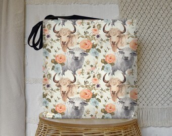 Highland Cow Tote Bag: Rustic Farmhouse Style Market Shopper