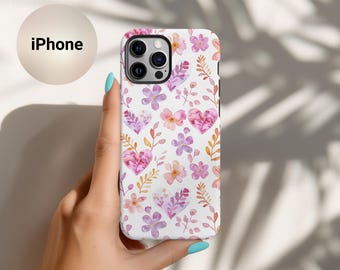 Floral Hearts iPhone Tough Case, 3D Wrap Design