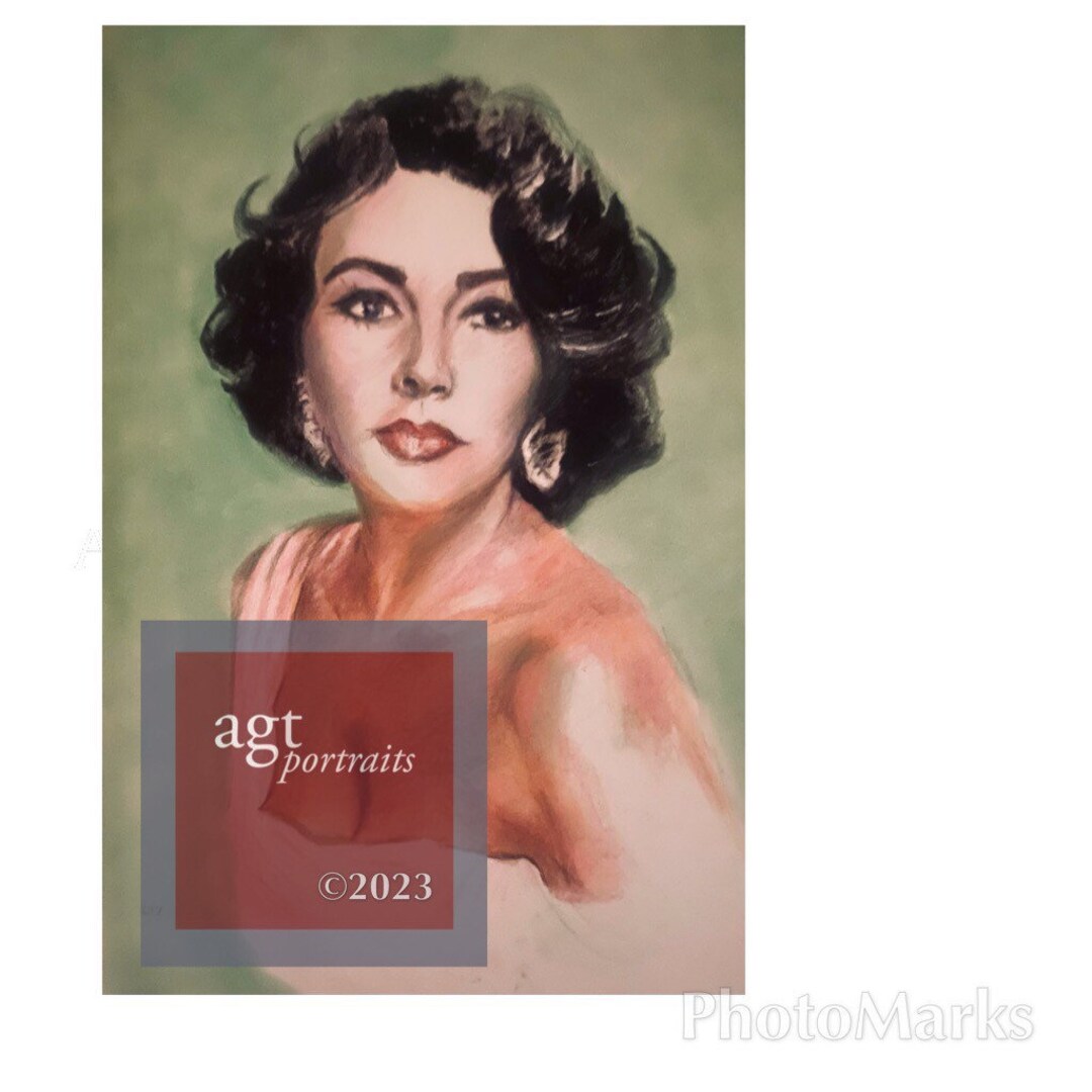 Hand Drawn Artist Proof/elizabeth Taylor Actress/portrait/signed