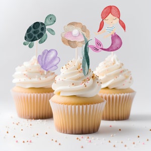 Cake topper cake decoration party decoration DIY muffin toppers table confetti children&#39;s birthday party mermaid turtle under the sea girl theme party