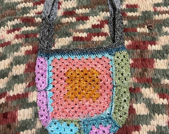 Crochet Multicolored Granny Square Bag