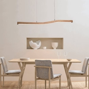 Linear Suspension Chandelier, Dining Room Light, Pendant Chandelier, Wood Pendant Light, Farmhouse Chandelier, Restaurant Light
