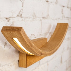 Wood Sconce, Vanity Light, Unique Wall Lighting, LED Sconce, Curved Sconce, Handmade Lamp, Industrial Sconce, Mid Century Modern Wall Light