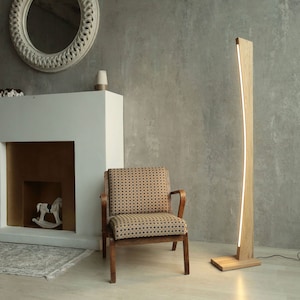 Floor Lamp, Modern Floor Lamp, Wood Floor Lamp, LED Standing Lamp, Arc floor lamp, Dimmable Lamp, Oak Standing Light, Scandinavian Light