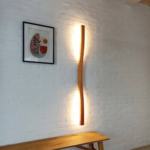 Wooden Wall Sconce, Plug in Sconce, Linear Wall Lamp, Mid Century Sconce, Bedroom Lighting, Long Sconce, LED Sconce, Scandi Home Decor