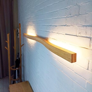 Linear Wall Light, Wood Wall Sconce, Minimalist Lighting, Horizontal Wall Sconce, Wall Hanging Light, LED Sconce, Wood Vanity, Long Sconce