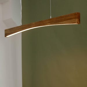 Rustikale-Moderne geradlinige Holz Pendelleuchte für Kücheninsel, Esstisch oder Bar