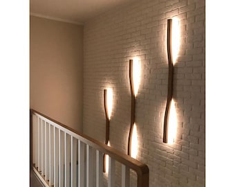 Rustic Wooden Wall Sconce: Modern LED Reading Light for Bedroom, Scandinavian Design Fixture