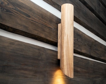 Oak Wall Sconce Plug-In, Wooden Bedside Lamp, Scandinavian Modern Wall Light, Minimalist  Lighting