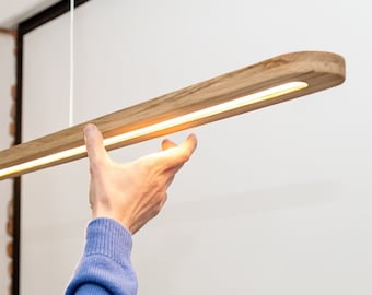 Scandinavian Linear Wood Pendant Chandelier - Modern Dining Table Suspension Light for Restaurants