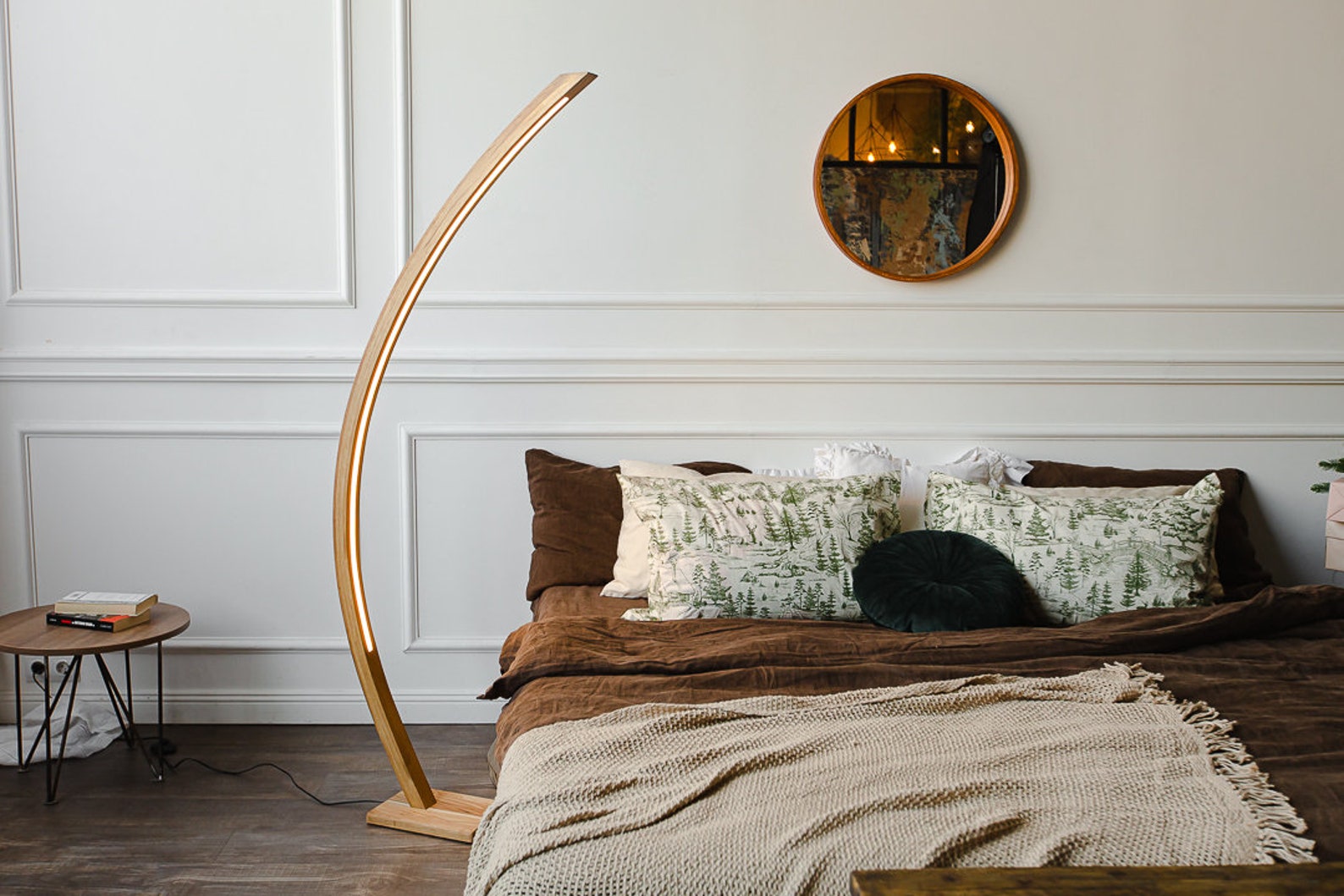 Wood Floor Lamp, Arc Floor Lamp, Modern Standing Lamp, Reading Floor ...