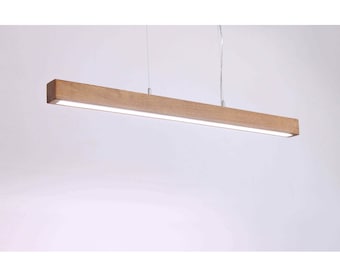 Kroonluchter verlichting eetkamer, lineaire hanglamp, hanglamp verlichtingsarmaturen, moderne kroonluchter boven keukeneiland, houtlicht