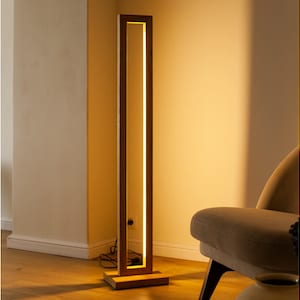 Wood Floor Lamp, Mid Century Modern, Unique Standing Lamp, Industrial Floor Lamp, Reading Lamp, Minimalist Floor Lamp, Corner Floor Lamp
