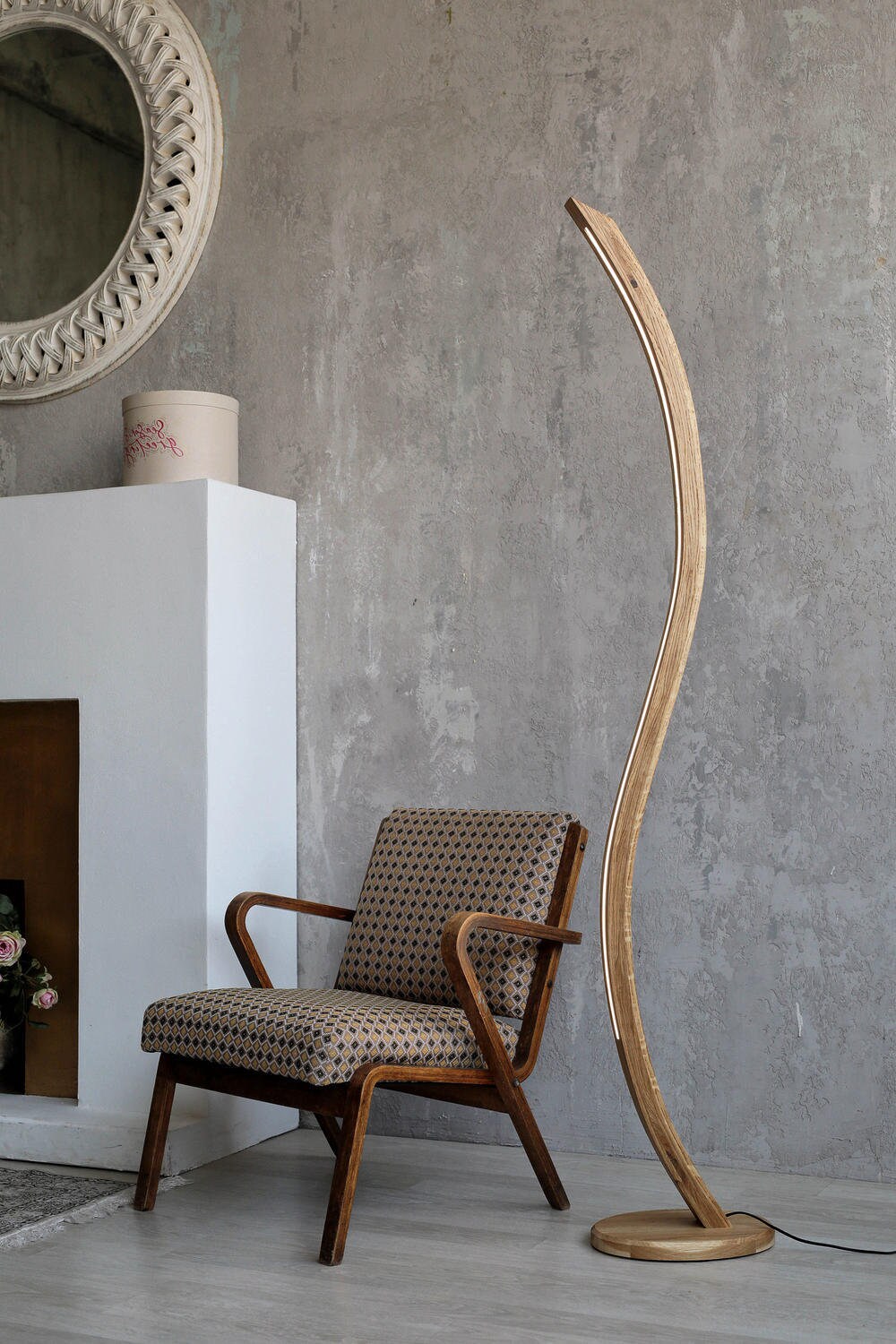 Wood Dimmable Floor Lamp With Foot Switch Modern Standing Floor